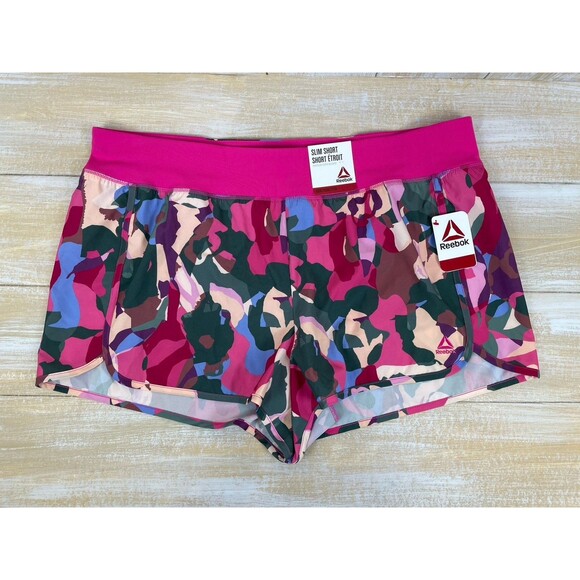REEBOK Women’s Evolution Plus Size XXXL Lined Shorts Pink Floral *NWT - Picture 1 of 10